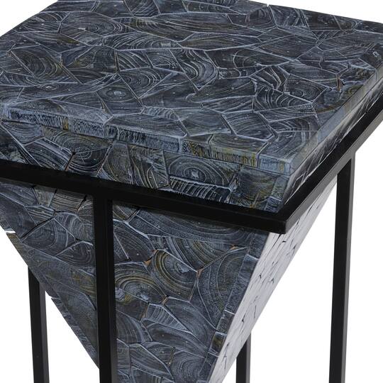 22" Gray Teak Wood Contemporary Accent Table